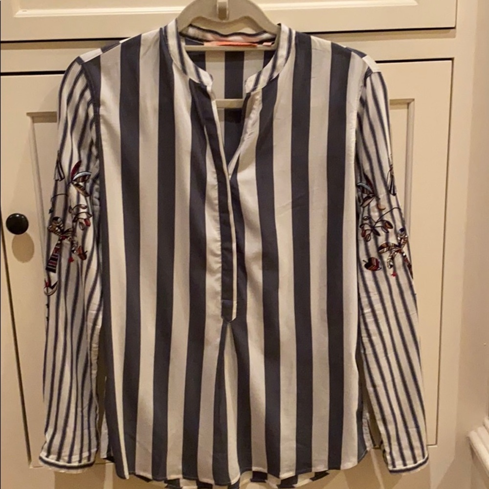 Striped pop over blouse